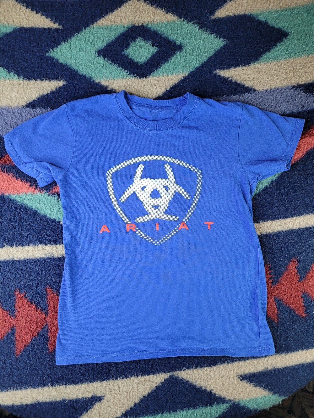 Ariat T Shirt Youth Boys Small Blue Graphic Logo